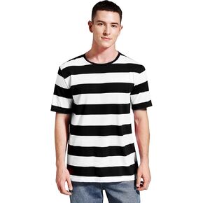 Mens Striped T-Shirts Wide Stripes Shirt Red White Blue and White Halloween Costume Tees