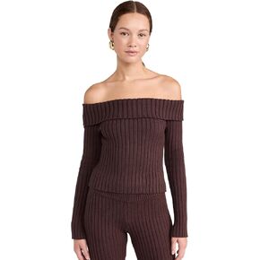 GUIZIO Women's Thalia Rib Off Shoulder Sweater