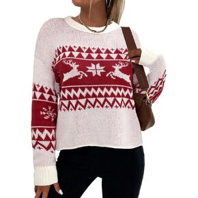 Zeagoo Women's Crew Neck Cropped Sweater 2024 Fall Long Sleeve Chunky Knit Pullover Sweater Tops