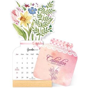 Small Desk Calendar 2024-2025, Mini Desktop Calendar - Runs From May. 2024 Until Dec. 2025, 20 Months Standing Flip Decorative Calendar for Office, Home and Desk Accessories