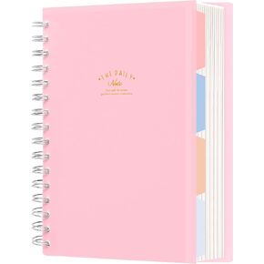 CAGIE Spiral Notebook College Ruled - 5 Subject Spiral Notebook with Tabs Dividers, 300 Pages A5 Small Spiral Notebook 5x7, Hardcover 5 Subject College Ruled Spiral Notebook for School Note Taking