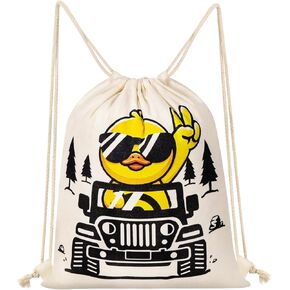 Jeep Duck Bag, Large Capacity Rubber Duck Drawstring Bag 16.3 x 12.8 Inch, Cute Duck Bag, Great Gift for Duck Enthusiast, Duck Themed Party Favors Bags Gift Wrap Bags