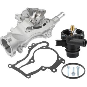 X AUTOHAUX 1 Set Aluminum Engine Water Pump Coolant Thermostat Housing Kit W/Gasket No.55486342/25200455 for Chevrolet Cruze Sonic Cruze Limited Trax for Buick Encore Water Pump Assembly