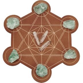 FINGERINSPIRE 10 inches Diameter Wooden Crystal Grid Board Round Sacred Geometry Energy Grids Board Metatron's Cube Crystal Grid Plate for Witchcraft Wiccan Altar Ritual Sacred Space Decor