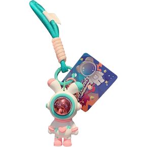 Creative Cartoon Love Lightning Astronaut Rabbit Keychain，Resin Animal Pendant Metal Keychain, Backpack Car Keychain