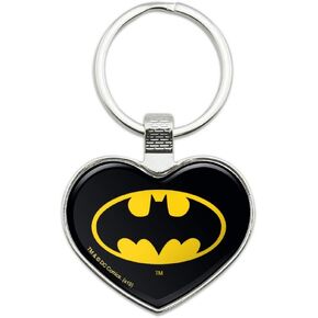Batman Classic Bat Shield Logo Keychain Heart Love Metal Key Chain Ring