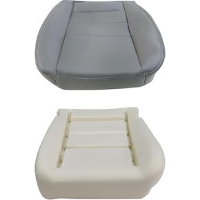 NLQR Driver Side Bottom Replacement Seat Cover Gray Microfiber Leather & Foam Cushion Compatible with Ford F250 F350 F450 F550 Lariat 2002 2003 2004 2005 2006 2007