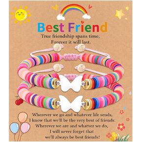 2/3/4 Pcs Best Friend Bracelet Heart/Butterfly/Infinity Matching Handmade Friendship Sister BFF Best Friends Bracelet Birthday Gifts for Her
