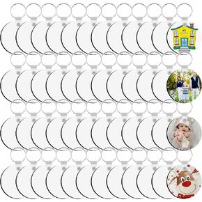 SPOKKI 180 Pieces Sublimation Keychain Blanks Bulk, Double Side Heat Transfer Sublimation Ornament Blanks Blanks, 60 Sets Keychain Rings and Jump Rings for DIY Keychain Crafting (Round)