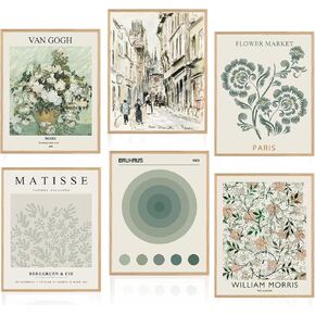 Hoaifirme Boho Prints Wall Art, Eclectic Wall Art, Vintage Poster Wall Art, Set of 9 - Unframed Famous Artist Paintings, Van Gogh Matisse Monet Vintage Eclectic Famous Art Prints Abstract Artworks