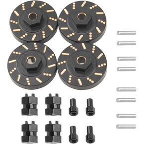 ShareGoo Aluminum Extended 7mm Hex Wheel Hubs & Brass Wheel Hex Adapter Balance Weight Compatible with Axial SCX24 1/24 RC Crawler Car (Black)