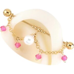 16G Gold Chain Industrial Piercing Jewelry Surgical Steel With Pink Beads, Industrial Bar Piercing, Industrial Jewelry for Women, Pink Dangle Chain Industrial Barbell