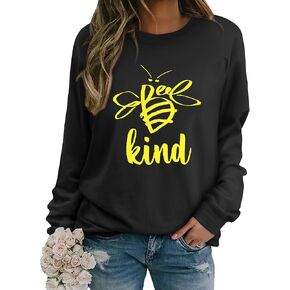 سويت شيرت نسائي من Dresswel Be Kind، سويت شيرت لطيف بياقة دائرية وأكمام طويلة، قمصان مدرسية مرحة