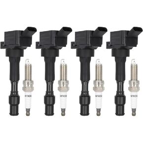 ECCPP UF816 4 ignition coils with 4 iridium Spark Plugs for Hyundai Elantra Sonata Kona for Kia Forte Optima 2.0L GN10877 UF816 UF-816 49137