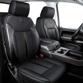 Leather Seat Cover Custom Fit for Chevy Silverado 1500 & GMC Sierra 1500 (2019-2024) - Custom Fit for Silverado & Sierra 2500HD 3500HD (2020-2024) - Crew Cab, Fully Covered, Fit Like a Glove