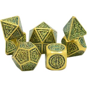 Metal Dice of Evocation - Dungeons and Dragons Dice - Black Metal Dice with Neon Green Cracks and Font