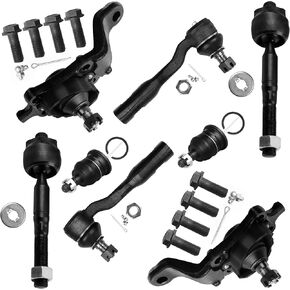 SCITOO 8pcs Front End Suspension Kit Outer Inner Tie Rod End Lower Upper Ball Joint Fit 2004-2006 Toyota For Tundra 2004-2007 For Toyota For Sequoia ES80382 ES80381