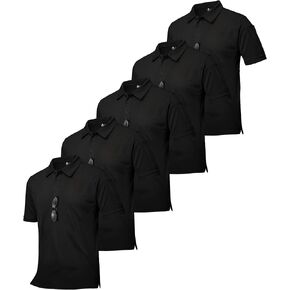 ZITY 5 Pack Tactical Polo Shirts for Men Golf Shirt Short Sleeve Athletic Performance Moisture Wicking Work Outdoor Tshirts