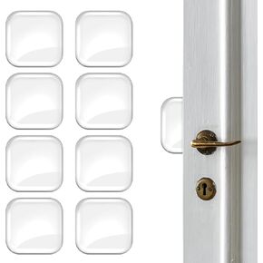 8pcs Door Stopper Transparent Wall Protector Set 1.5in Door Knob Wall Shield Clear Soft Rubber Door Handle Bumpers Reusable Door Bumper Thickened Wall Shields for Door