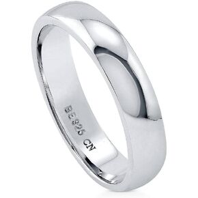 BERRICLE Sterling Silver Wedding Rings Band for Unisex, Rhodium Plated Size 4-10