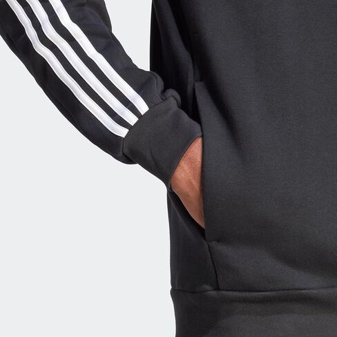 adidas Men's Essentials Fleece 3-Stripes Full-Zip Hoodie, Black, 4X-Large in Saudi Arabia