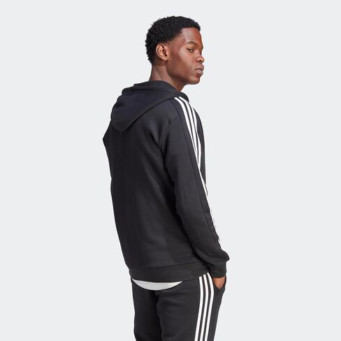 adidas Men's Essentials Fleece 3-Stripes Full-Zip Hoodie, Black, 4X-Large in Saudi Arabia