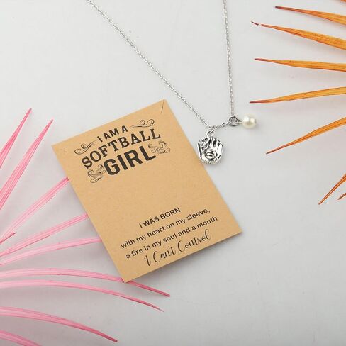 MAOFAED Simple Softball Necklace For Her Gift For Softball Teammate Sports Lover Gift in Kuwait