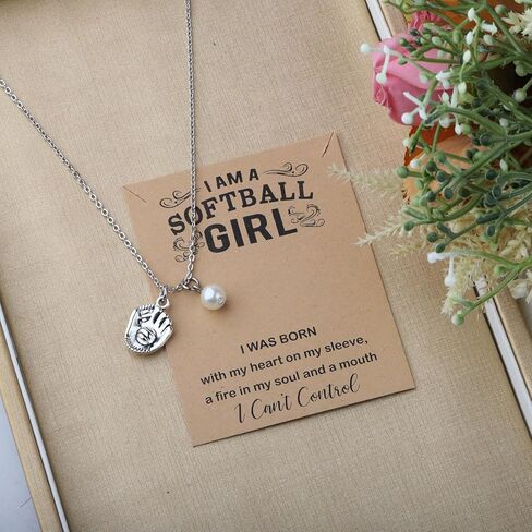 MAOFAED Simple Softball Necklace For Her Gift For Softball Teammate Sports Lover Gift in Kuwait