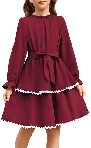 GRACE KARIN Girls Long Sleeve Dress Fall Winter Casual Cute Elegant Back to School Dresses for Girl 5-14 in Saudi Arabia