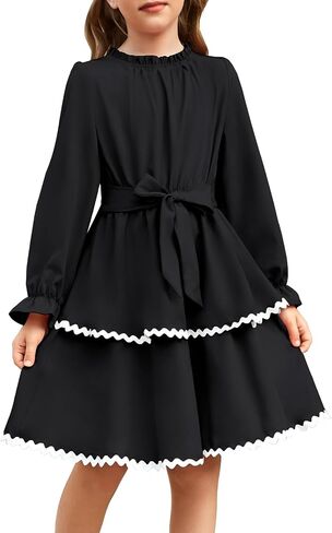 GRACE KARIN Girls Long Sleeve Dress Fall Winter Casual Cute Elegant Back to School Dresses for Girl 5-14 in Saudi Arabia