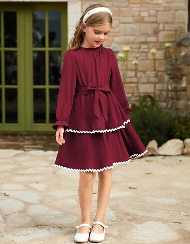 GRACE KARIN Girls Long Sleeve Dress Fall Winter Casual Cute Elegant Back to School Dresses for Girl 5-14 in Saudi Arabia