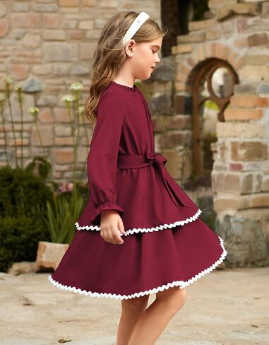 GRACE KARIN Girls Long Sleeve Dress Fall Winter Casual Cute Elegant Back to School Dresses for Girl 5-14 in Saudi Arabia