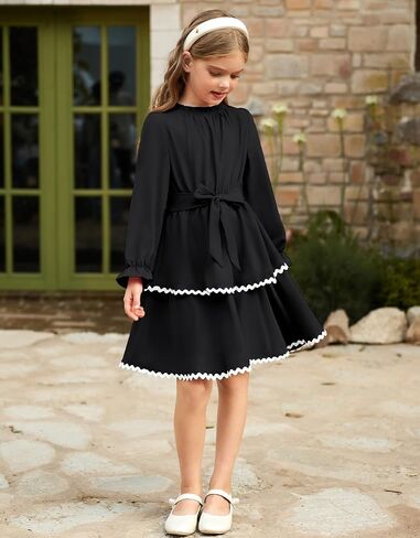 GRACE KARIN Girls Long Sleeve Dress Fall Winter Casual Cute Elegant Back to School Dresses for Girl 5-14 in Saudi Arabia