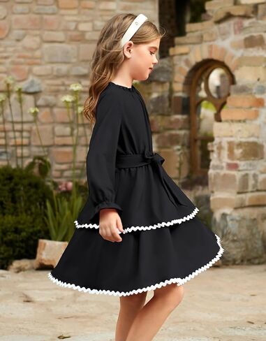 GRACE KARIN Girls Long Sleeve Dress Fall Winter Casual Cute Elegant Back to School Dresses for Girl 5-14 in Saudi Arabia