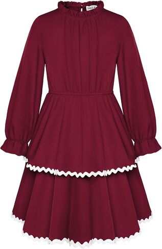 GRACE KARIN Girls Long Sleeve Dress Fall Winter Casual Cute Elegant Back to School Dresses for Girl 5-14 in Saudi Arabia