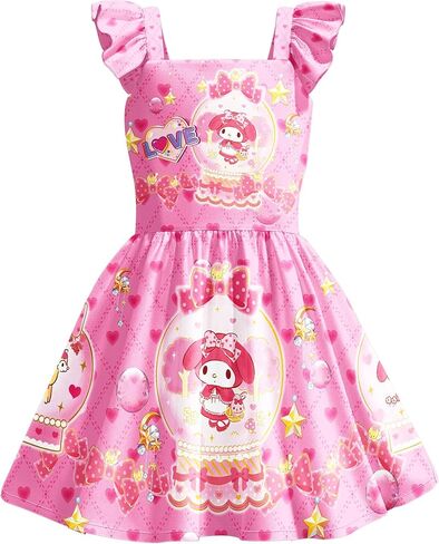 Princess Dress Toddler Ruffle Sleeve Dress Cartoon Anime Casual Clothes for Girls Home Party Play Wear in Saudi Arabia