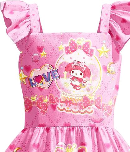 Princess Dress Toddler Ruffle Sleeve Dress Cartoon Anime Casual Clothes for Girls Home Party Play Wear in Saudi Arabia