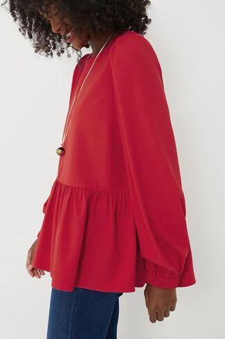 Allimy Women's Puff Long Sleeve Dressy Casual Flowy Peplum Tops and Blouses Dress Shirts in Kuwait