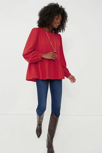 Allimy Women's Puff Long Sleeve Dressy Casual Flowy Peplum Tops and Blouses Dress Shirts in Kuwait