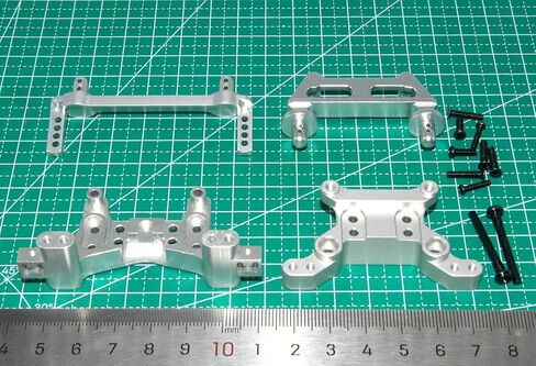 عمود الجسم وبرج تثبيت الصدمات متوافق مع Hyper GO H16BM H16GT H16DR MJX 1/16 H16 F/R أجزاء أعمدة الجسم 16208 16209 16210 RC شاحنة سيارة أمامية وخلفية من سبائك الألومنيوم (فضي) in Saudi Arabia