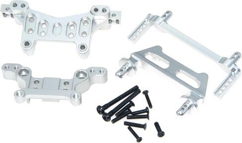 عمود الجسم وبرج تثبيت الصدمات متوافق مع Hyper GO H16BM H16GT H16DR MJX 1/16 H16 F/R أجزاء أعمدة الجسم 16208 16209 16210 RC شاحنة سيارة أمامية وخلفية من سبائك الألومنيوم (فضي) in Saudi Arabia