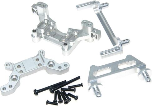 عمود الجسم وبرج تثبيت الصدمات متوافق مع Hyper GO H16BM H16GT H16DR MJX 1/16 H16 F/R أجزاء أعمدة الجسم 16208 16209 16210 RC شاحنة سيارة أمامية وخلفية من سبائك الألومنيوم (فضي) in Saudi Arabia