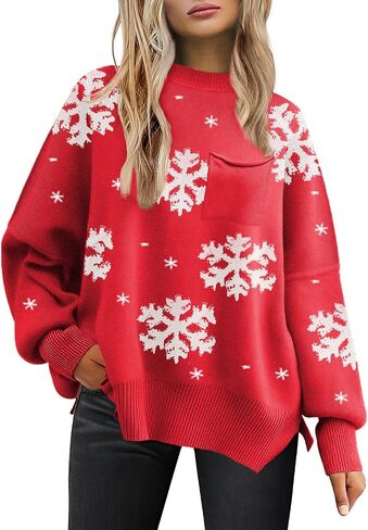 Women's Oversized Sweaters 2024 Fall Crewneck Long Sleeve Ribbed Knit Batwing Pullover Tops in Saudi Arabia