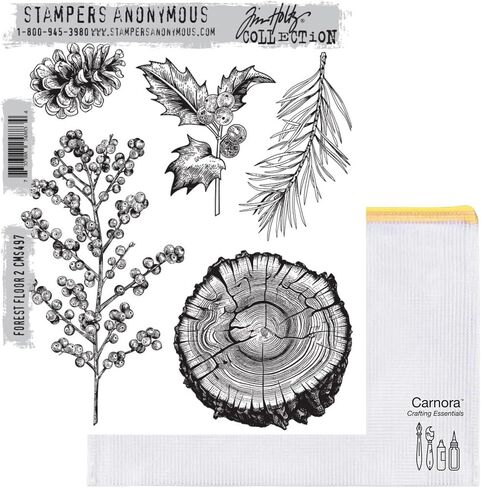 Tim Holtz Stampers Anonymous Forest Floor 2 Cling Stamp CMS497, Carnora Mesh Storage Bag, October 2024 Release in Saudi Arabia