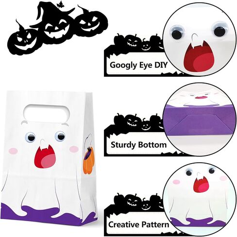 حقيبة WEEPA Halloween Goodie، 24 قطعة من حقائب الهالوين لحقائب حلوى الهالوين للخدعة أو الحلوى وحقائب الهدايا الورقية السائبة للأطفال (ملونة) in Kuwait