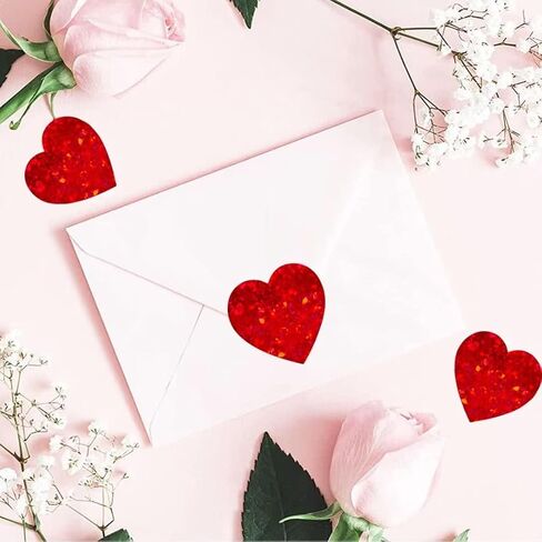 500pcs Glitter Black Heart Stickers 1.5 Inch Self Adhesive Labels for Valentine's Day, Party Decoration, 1 Roll (Black) in Saudi Arabia