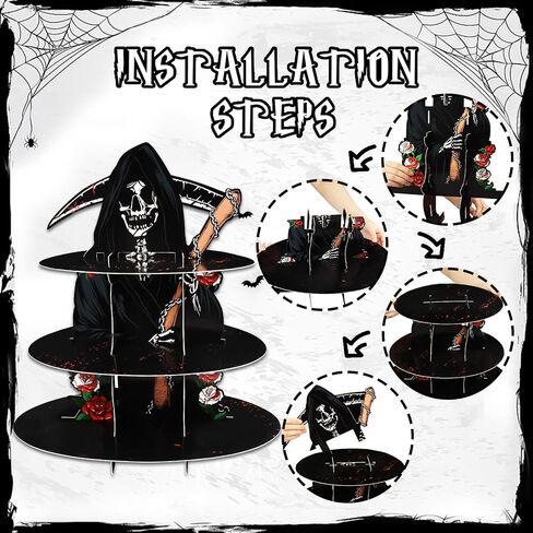 3-Tier Halloween Cupcake Stand for Dessert Table, Halloween Cat Cupcake Tower Halloween Tray Orange Black Cardboard Cake Dessert Stand for 24 Cupcakes Carnival Halloween Party Decorations in Saudi Arabia