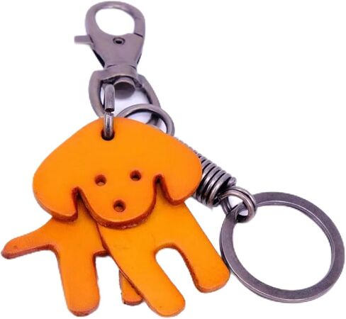 Leather Craft Dog Keychain Animal Cute Key Chain Funny Active Puppy Keyring Charm Pendant for Women and Men, Small in Kuwait