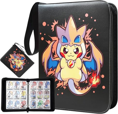 Getsalx Card Binder 9-Pocket, Trading Card Holder Fits 900 Cards with 50 Removable Sleeves, Portable Collection Card Ablum, Game Card Case book With Zipper for Boys and Girls in Saudi Arabia