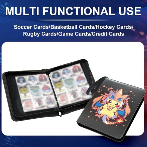 Getsalx Card Binder 9-Pocket, Trading Card Holder Fits 900 Cards with 50 Removable Sleeves, Portable Collection Card Ablum, Game Card Case book With Zipper for Boys and Girls in Saudi Arabia